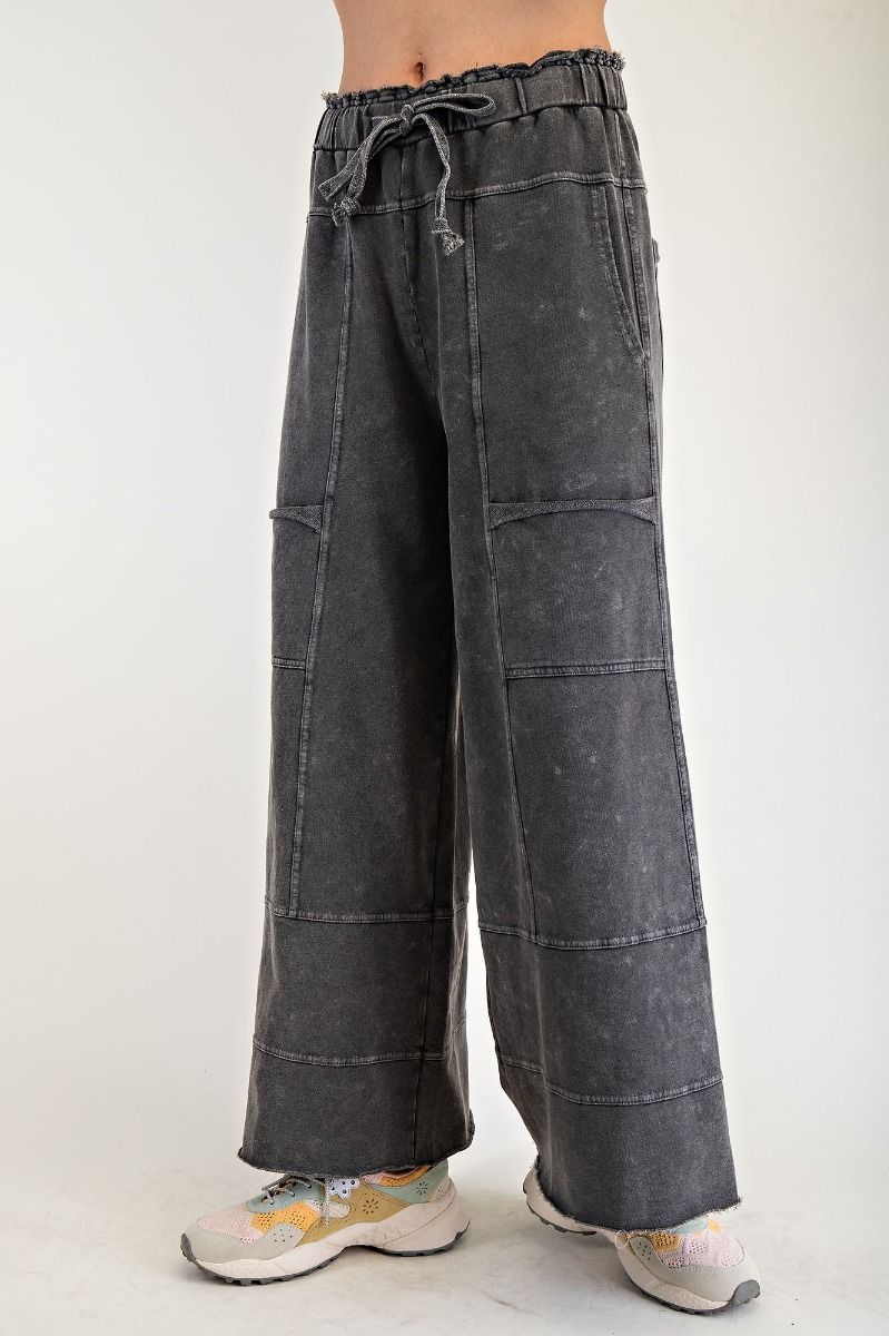 Mineral Wash Wide Leg Cargo Pants
