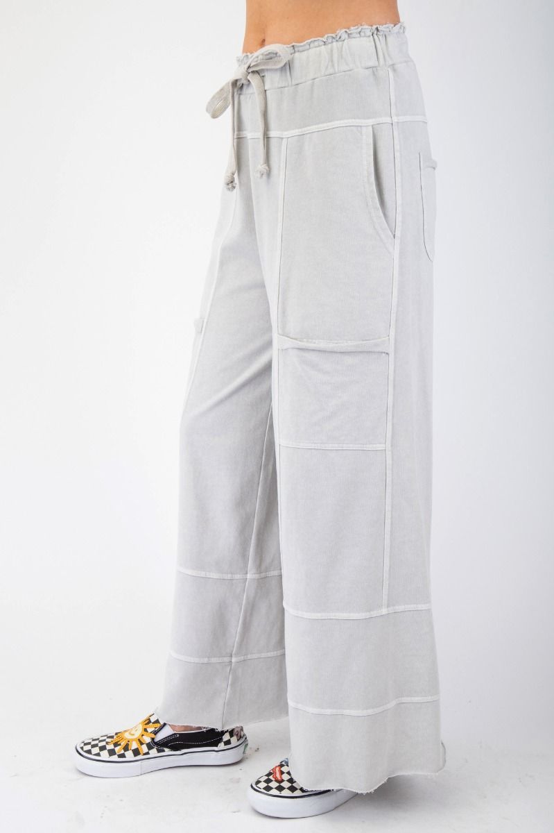 Mineral Wash Wide Leg Cargo Pants - Cotton