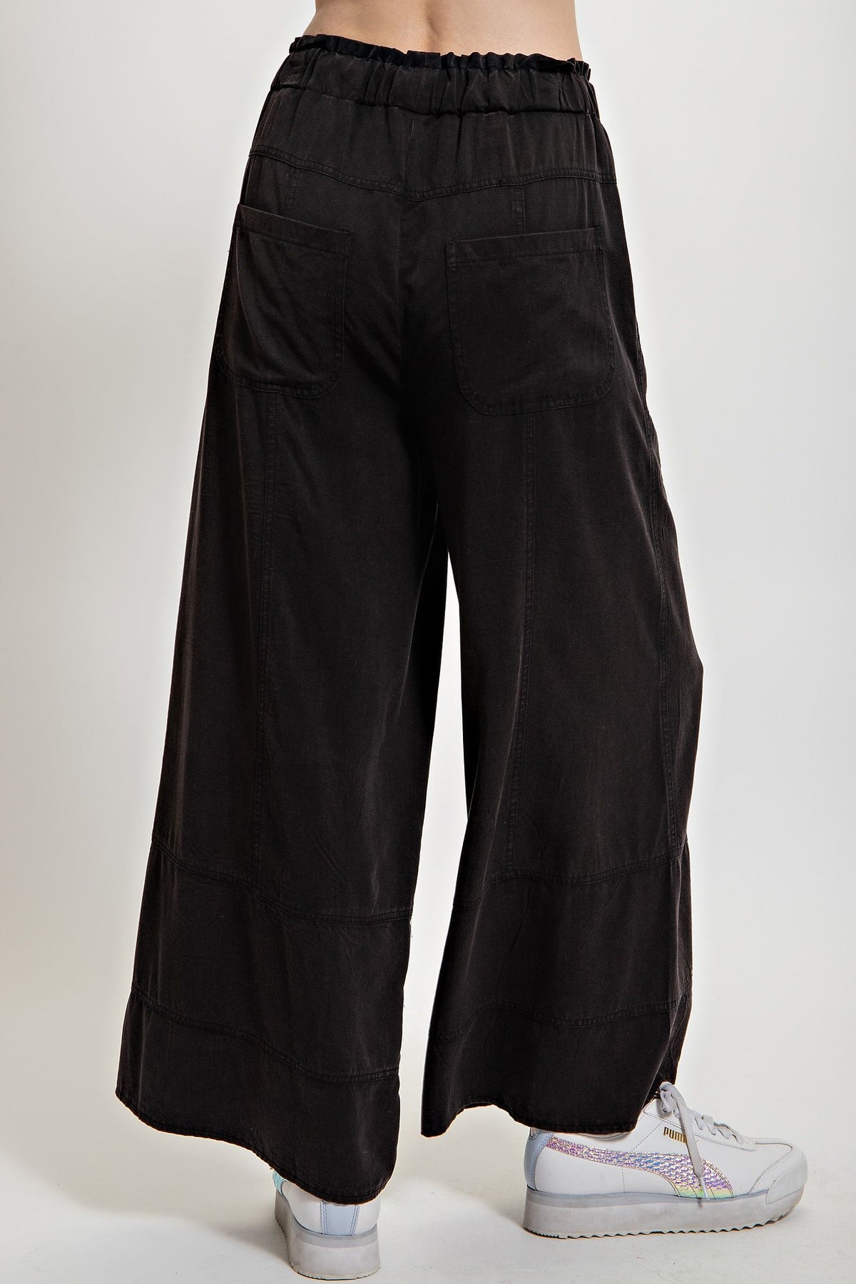 Mineral Washed Wide Leg Pants - Tencel