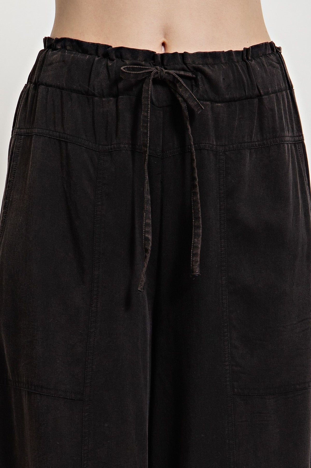 Mineral Washed Wide Leg Pants - Tencel
