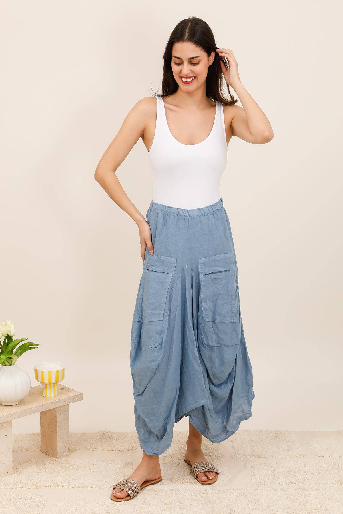 Linen Gathered Skirt