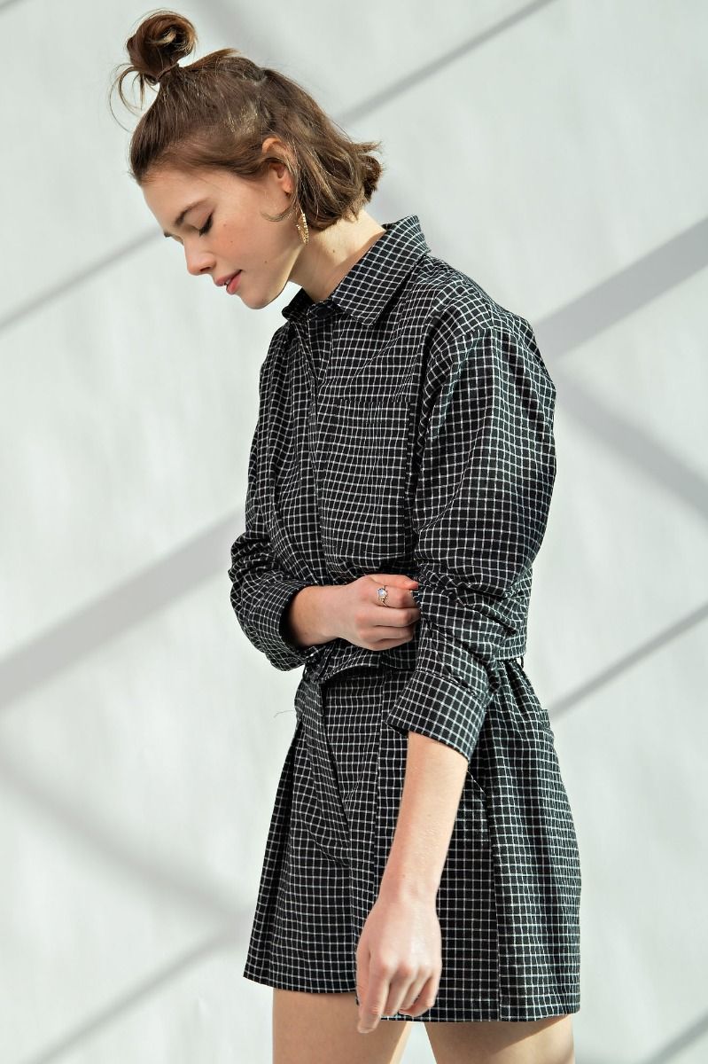 Checked Button Down Top