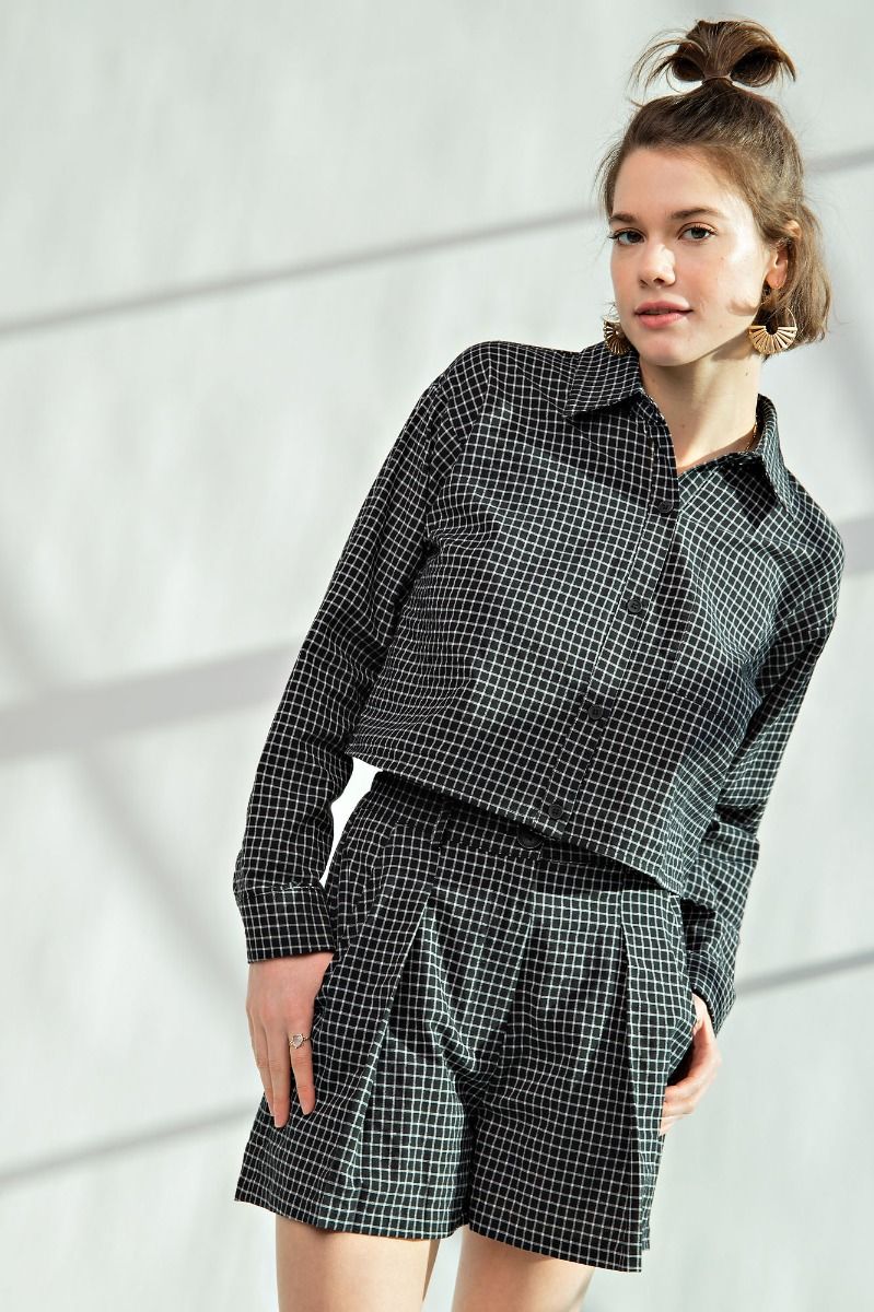 Checked Button Down Top