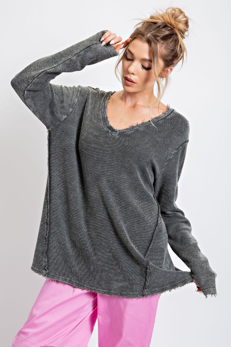 Long Sleeve Mineral Washed Top