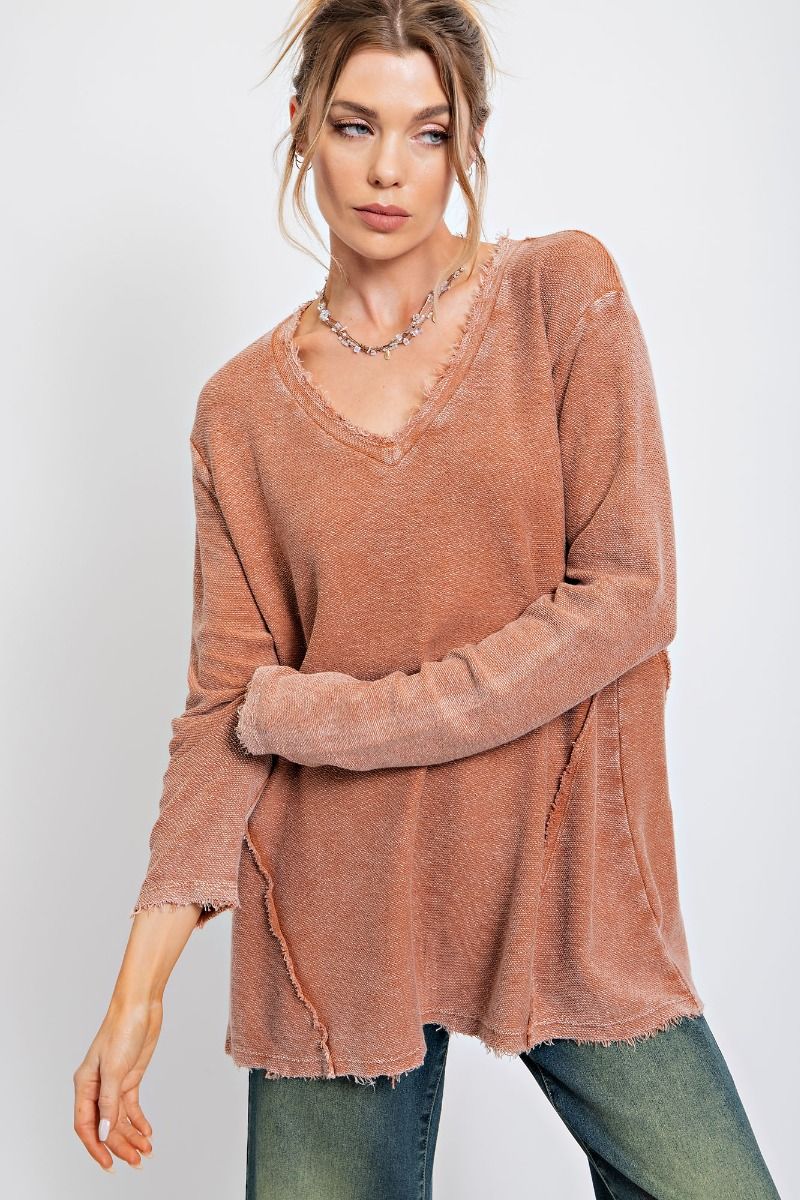 Long Sleeve Mineral Washed Top