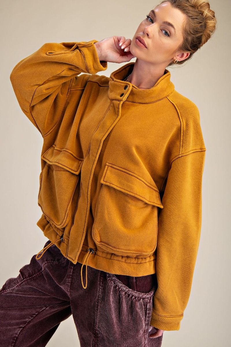 Mineral Washed Bomber Jacket