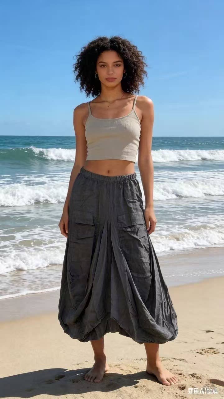 Linen Gathered Skirt
