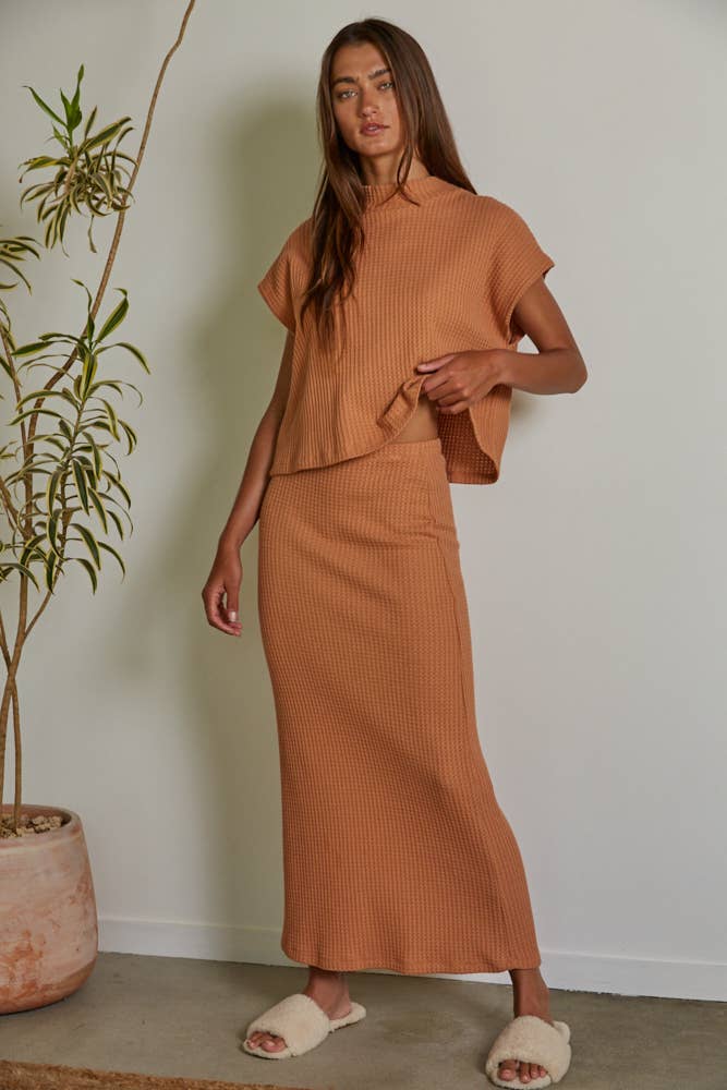 Knit Thermal Mock Neck Top