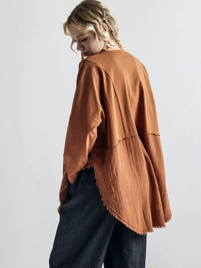 Comfy Side Slit Contrast Top