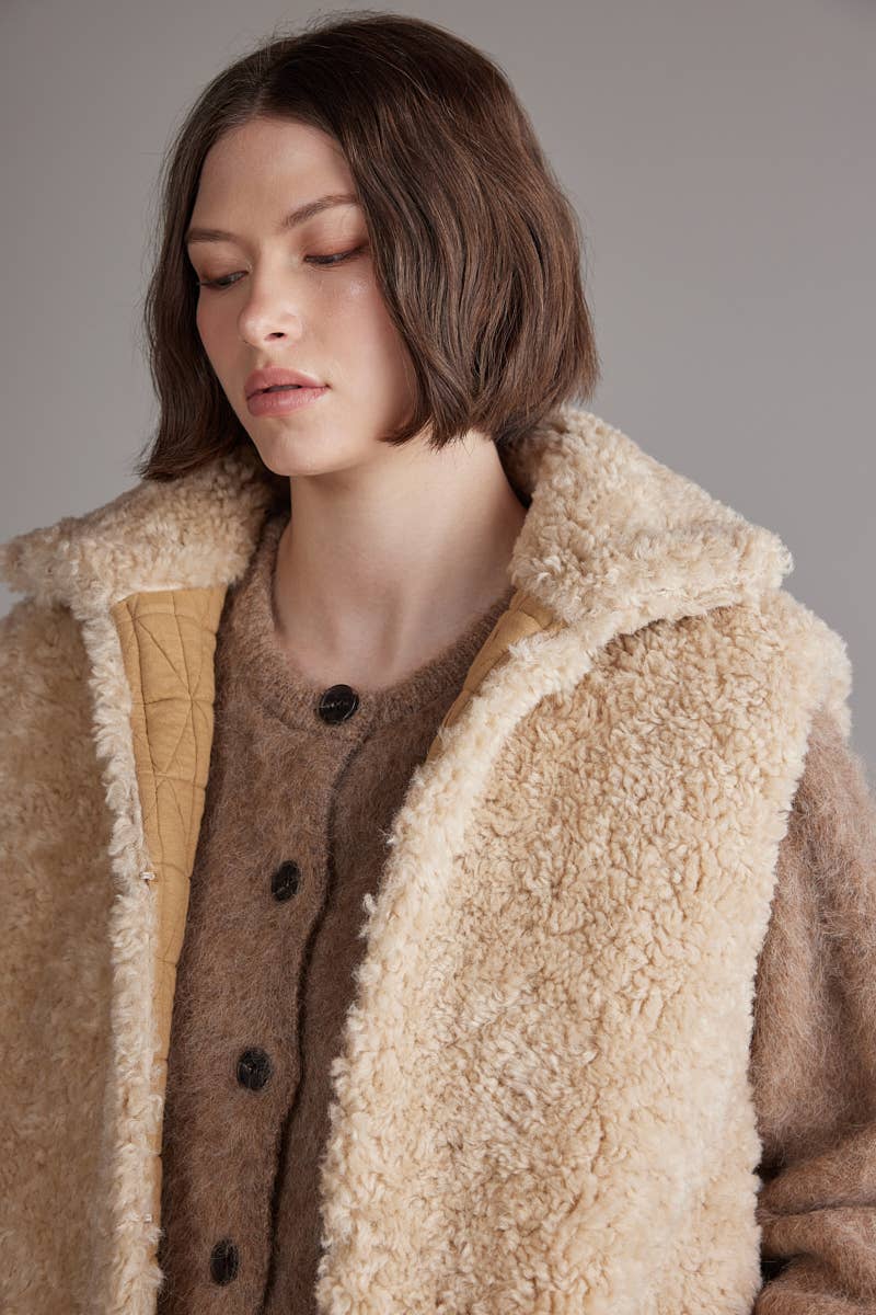 High Neck Reversible Fur Vest