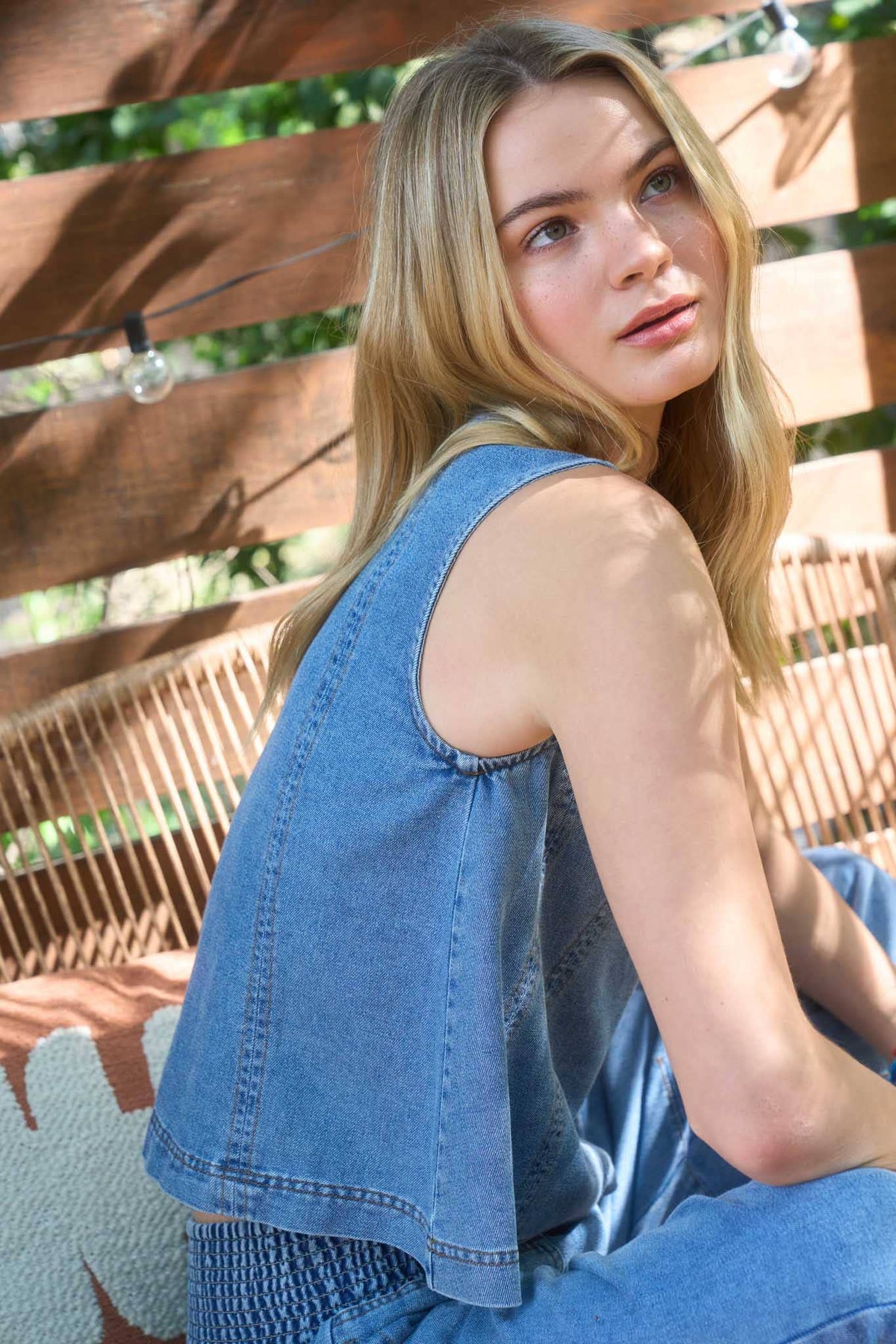 Sleeveless Denim Top