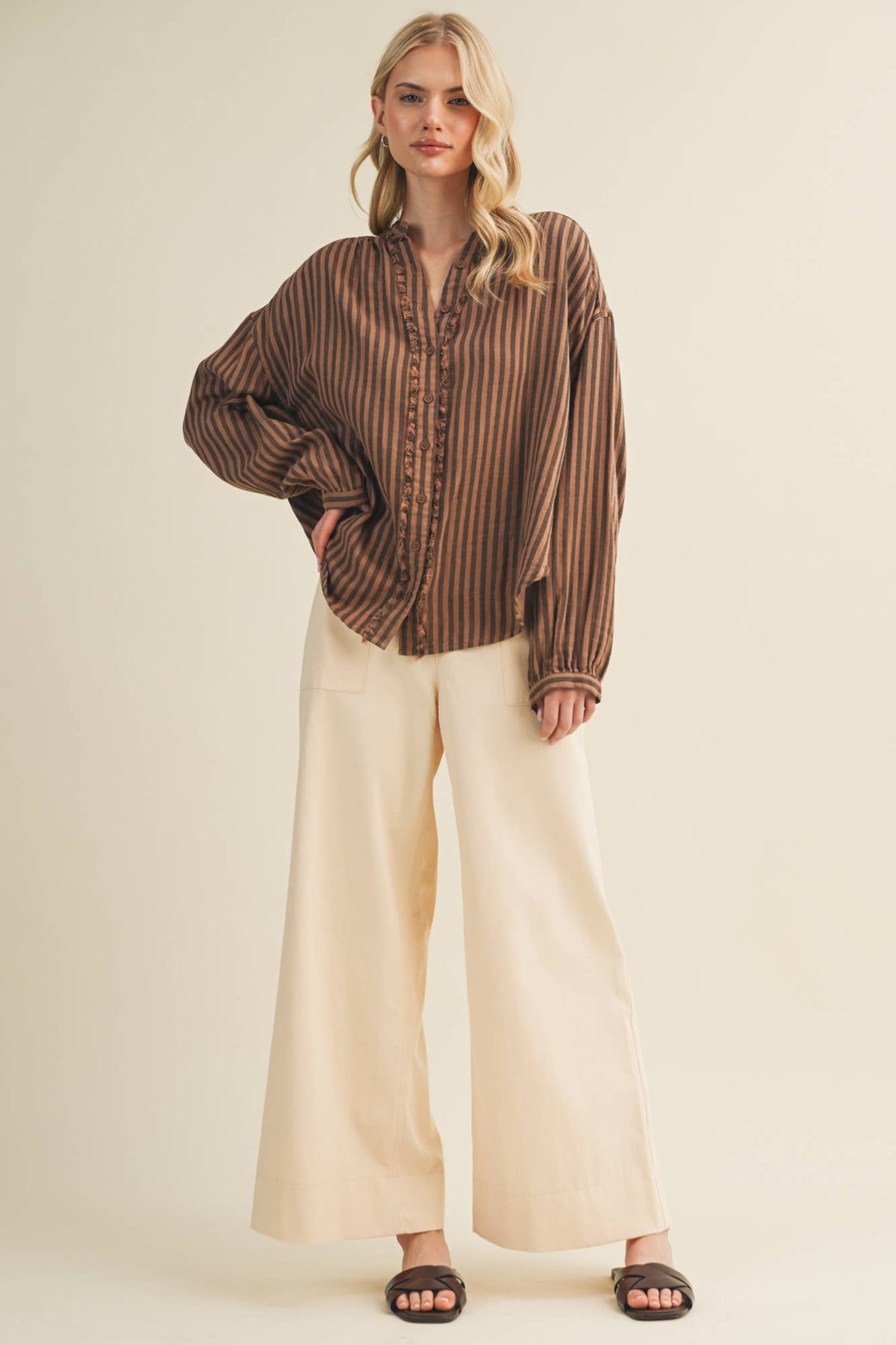 Architectural Seamed Wide-Leg Pants