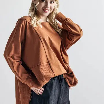 Comfy Side Slit Contrast Top