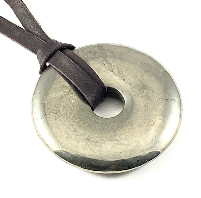 Leather Cord Necklace - Semi-Precious Stone Donut