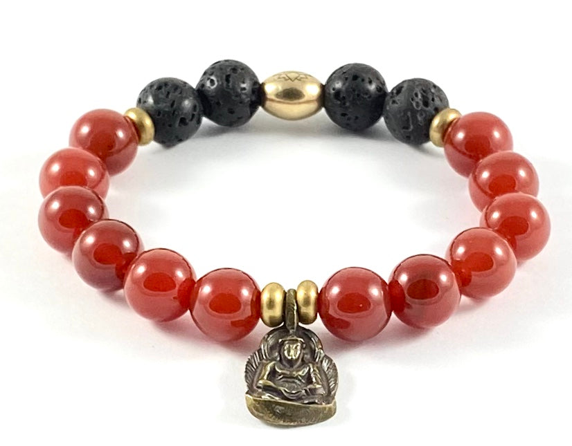 Brass Buddha Charm Diffuser Stretch Bracelet - 10mm