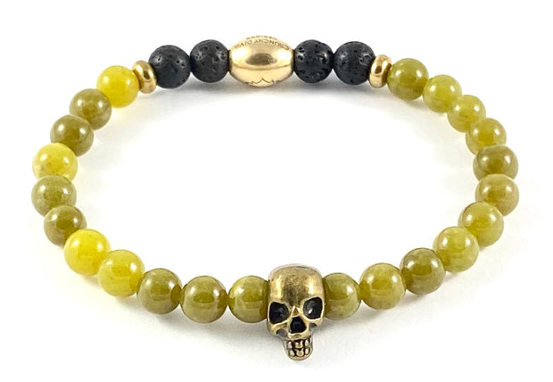 Antique Bronze Skull Stretch Bracelet - 6mm