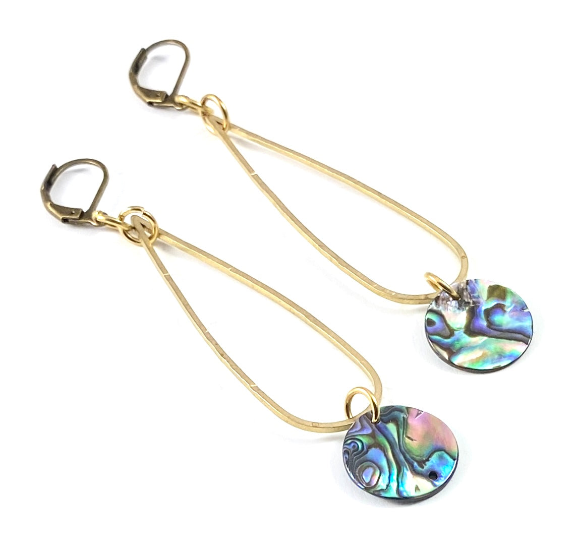 Abalone Shell Earrings - Brass