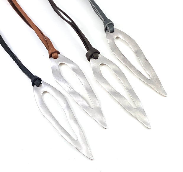 Leather Cord Necklace - Wavy Spear