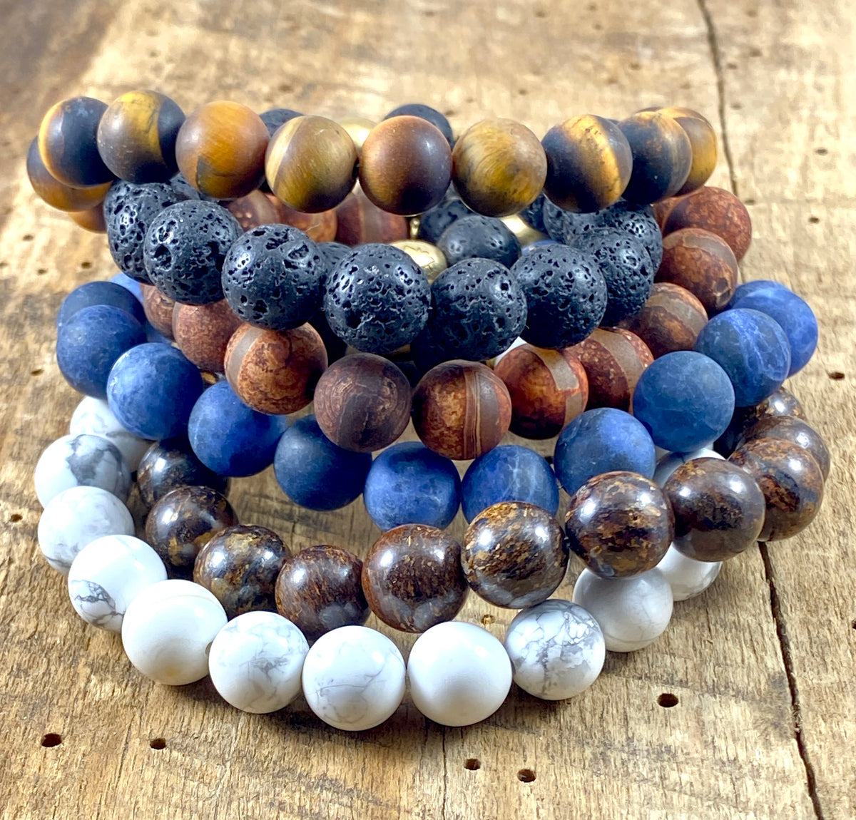 Men's Semi-Precious Diffuser Stretch Bracelet - 10mm