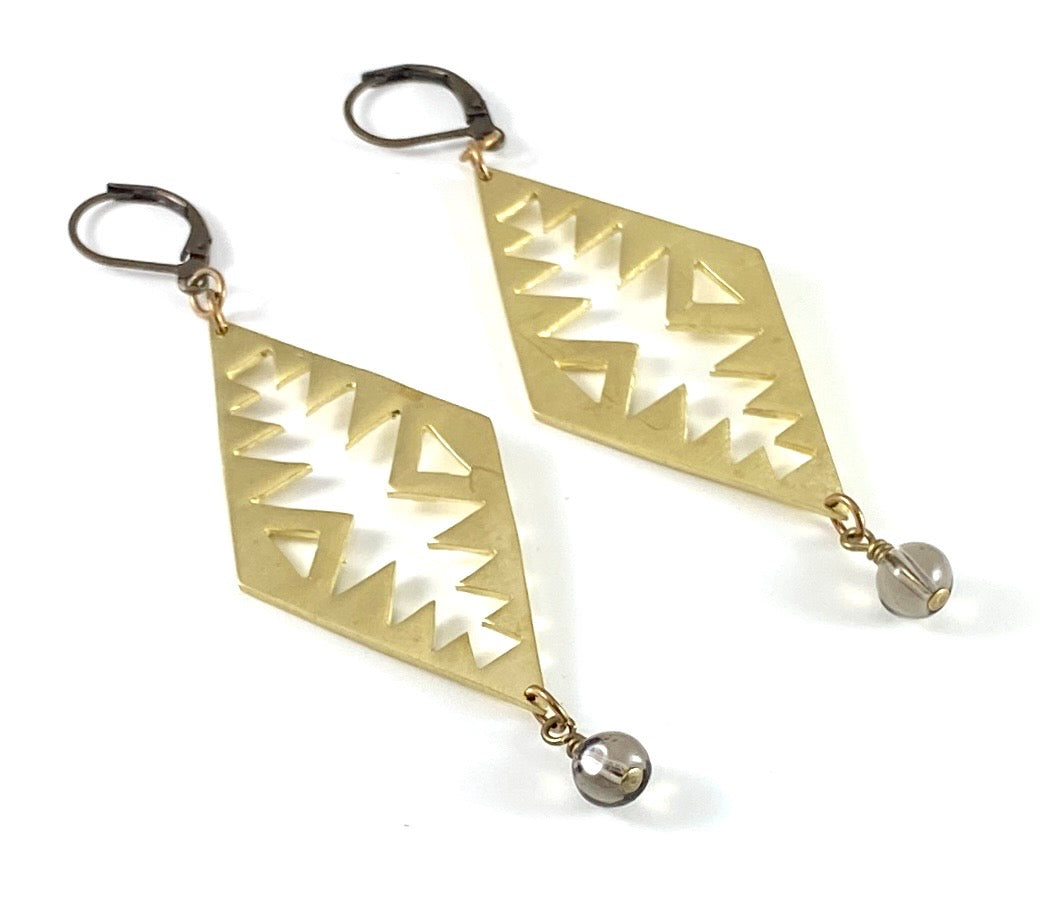 Brass Art Deco Earrings