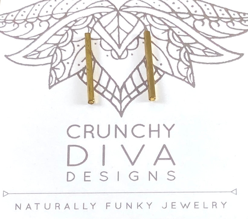 Brass Bar Stud Earrings