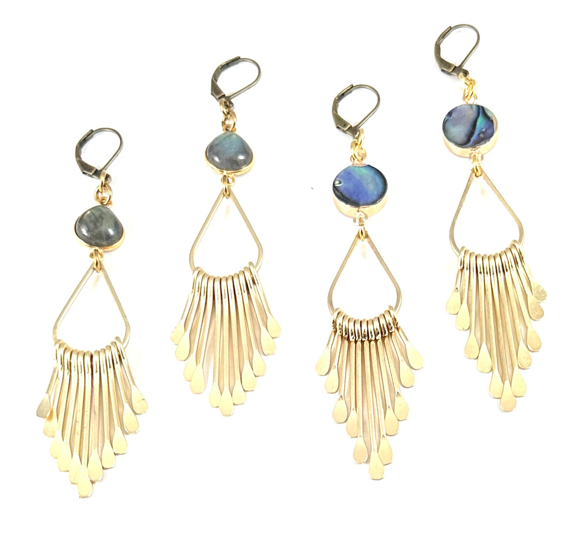 Semi-Precious Paddle Fringe Earrings