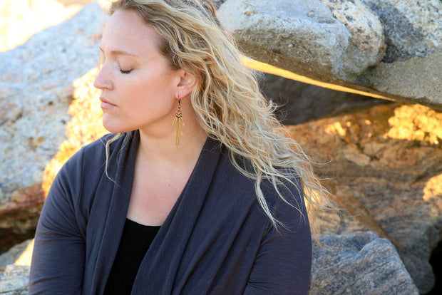 Brass Paddle Fringe Earrings