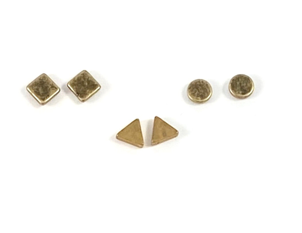 Brass Geometric Stud Earrings